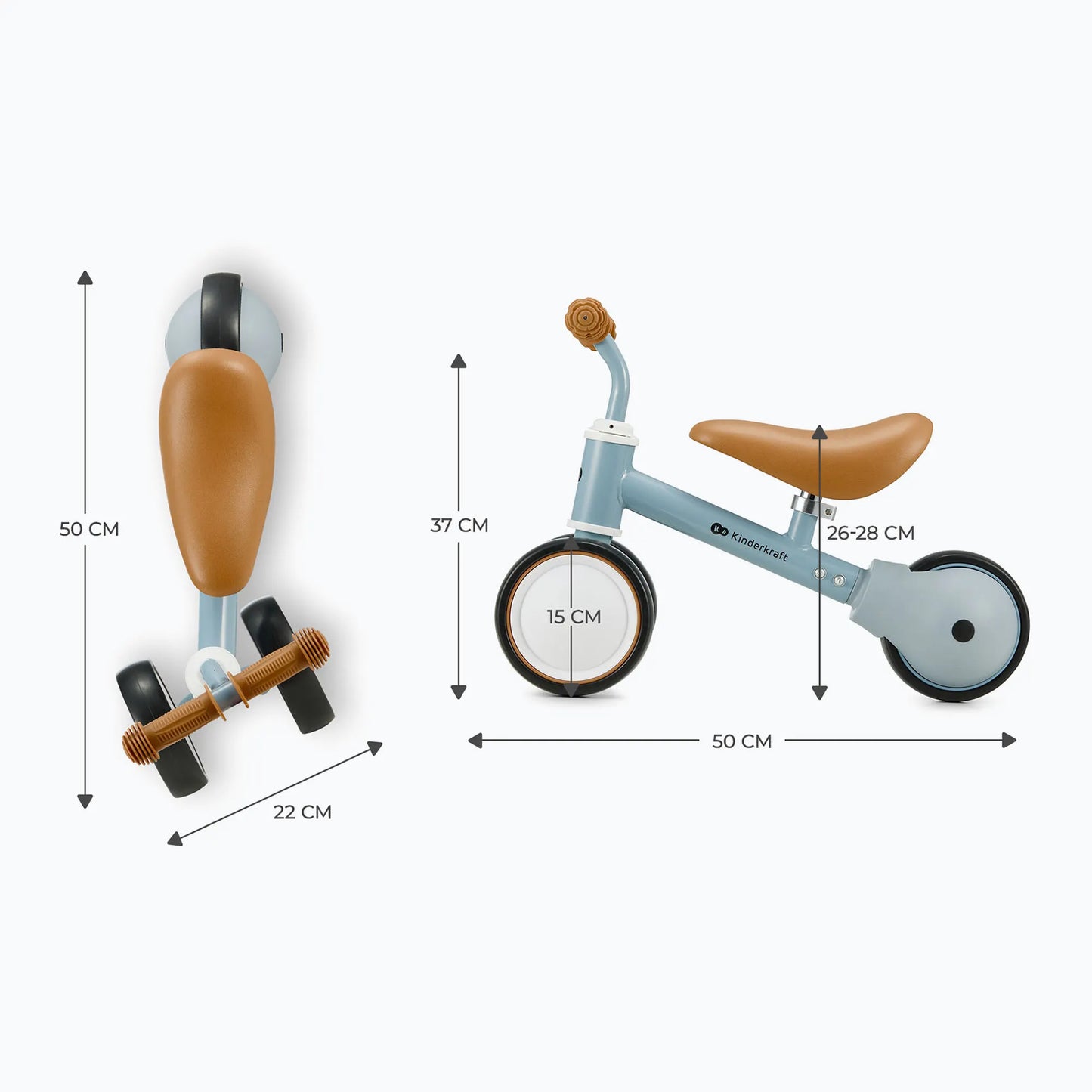Vaikiškas triratukas KINDERKRAFT CUTIE, mėlynas (light blue)