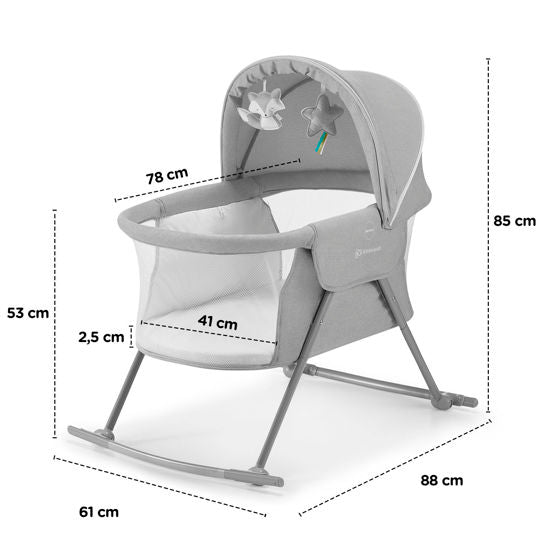 Lovytė–lopšys KINDERKRAFT LOVI 3 in 1, pilka
