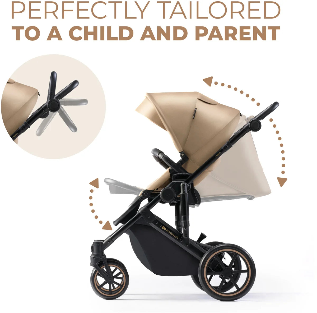 Daugiafunkcis vežimėlis KINDERKRAFT PRIME 2, smėlio (beige)