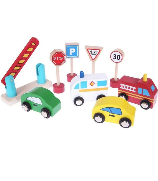 Medinis garažas GERARDO’S TOYS, spalvotas