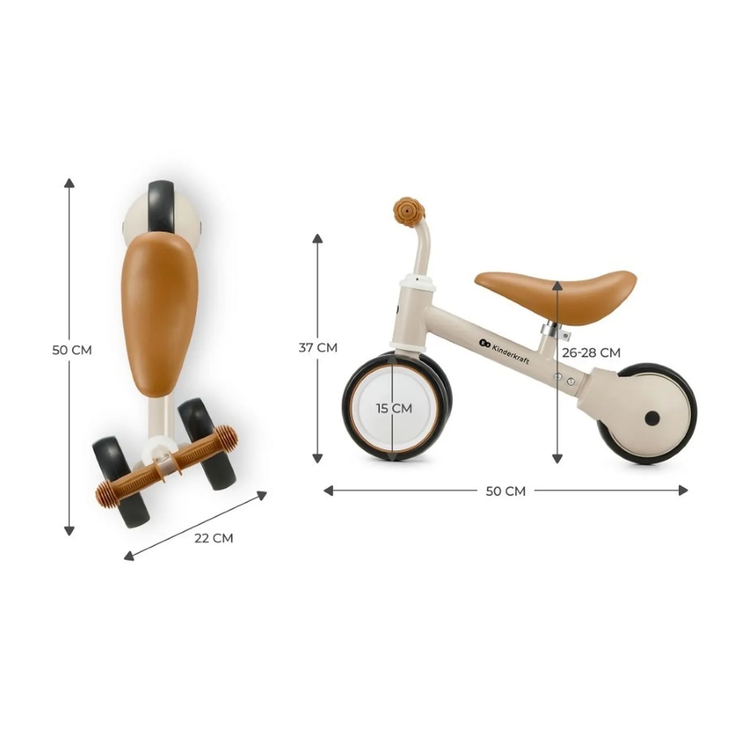 Vaikiškas triratukas KINDERKRAFT CUTIE, smėlio (light beige)