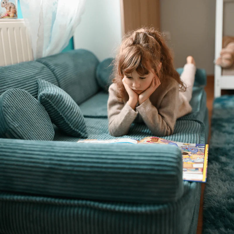 Didelė modulinė sofa vaikams MeowBaby® Slimcord Corduroy - turkio spalvos