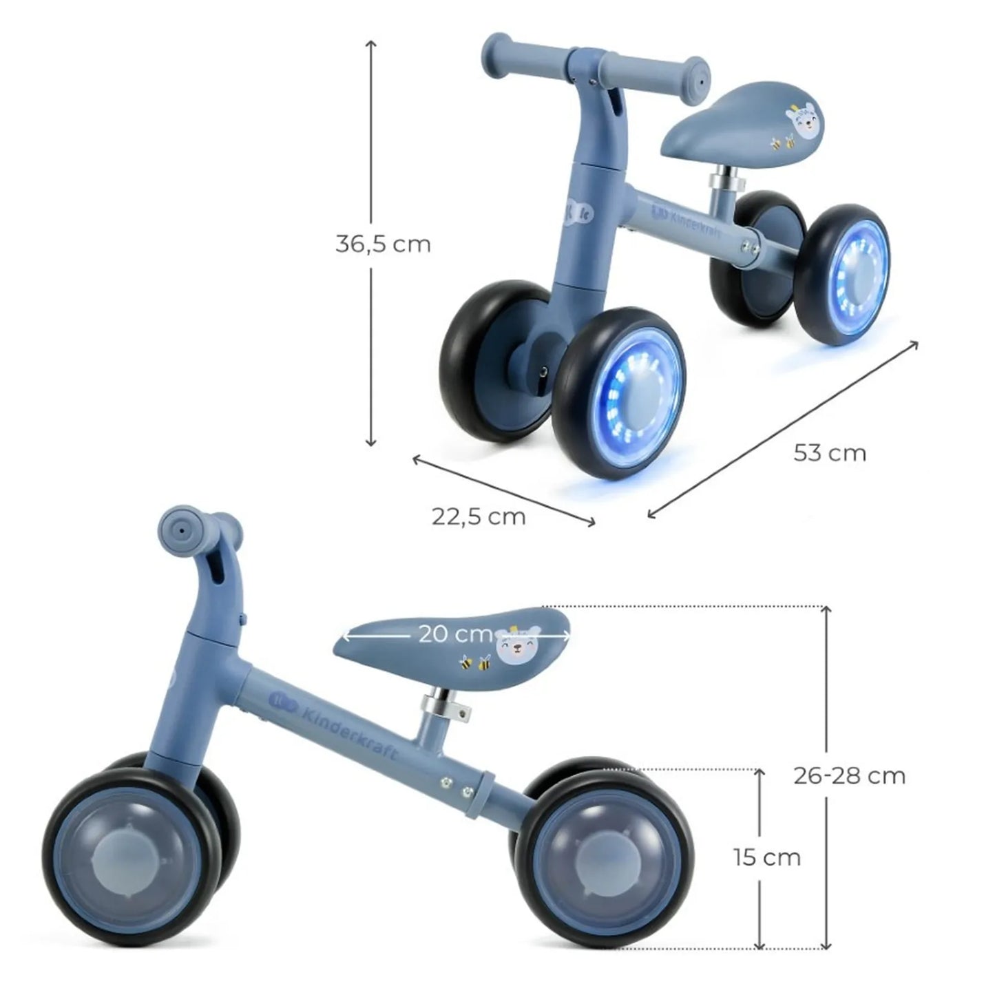 Vaikiškas mini balansinis dviratukas KINDERKRAFT CUTIE FLASH, mėlynas