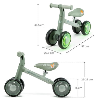 Vaikiškas mini balansinis dviratukas KINDERKRAFT CUTIE FLASH, žalias