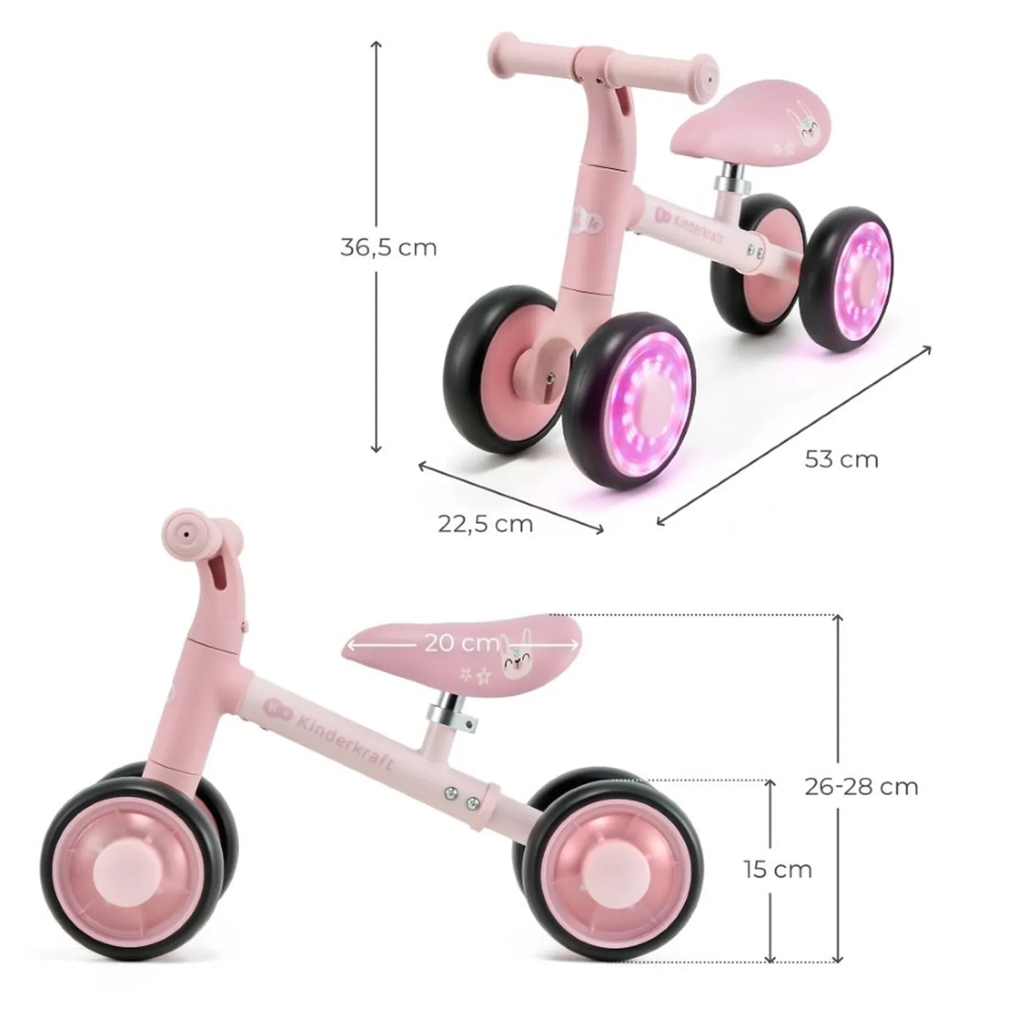 Vaikiškas mini balansinis dviratukas KINDERKRAFT CUTIE FLASH, rožinis